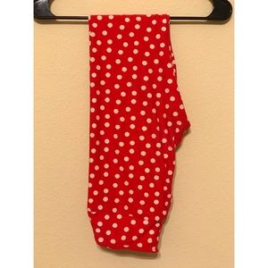 OS LuLaRoe leggings pink white polka dots